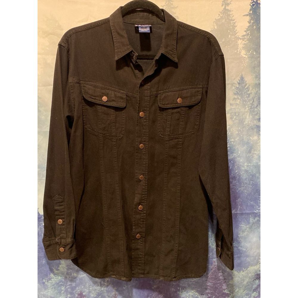 Ralph Lauren Solid Black Button Down Size 14 Small - image 4